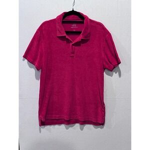 JACK AND JONES Mens Red‎ Terry Cloth Polo Shirt Short Sleeve Size Medium
